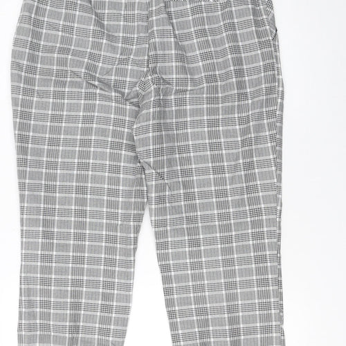 Topshop Women’s Grey Check Cropped Trousers Size 14
