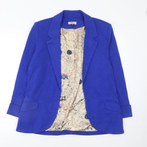 Maisy Womens Blue Single-Breasted Blazer Size 12 Viscose Blend