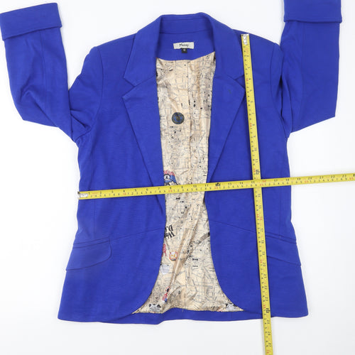 Maisy Womens Blue Single-Breasted Blazer Size 12 Viscose Blend