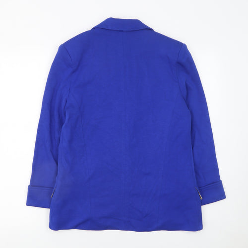 Maisy Womens Blue Single-Breasted Blazer Size 12 Viscose Blend
