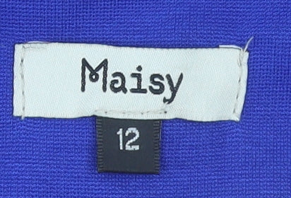 Maisy Womens Blue Single-Breasted Blazer Size 12 Viscose Blend
