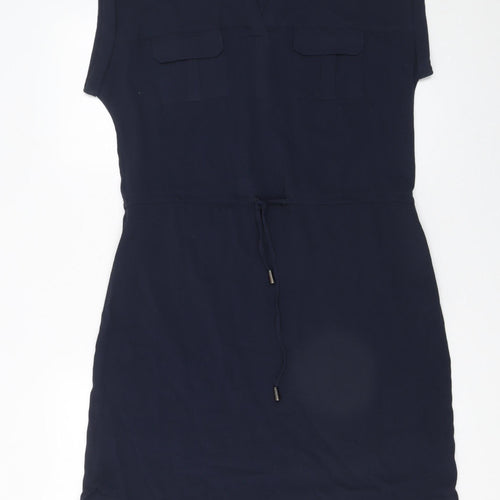 ONLY Women’s Blue Sleeveless Shirt Dress Size 10 Drawstring Waist