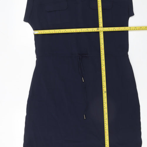 ONLY Women’s Blue Sleeveless Shirt Dress Size 10 Drawstring Waist