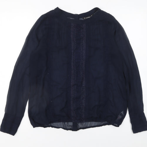 Dunnes Womens Blue Long Sleeve Chiffon Blouse Size 10