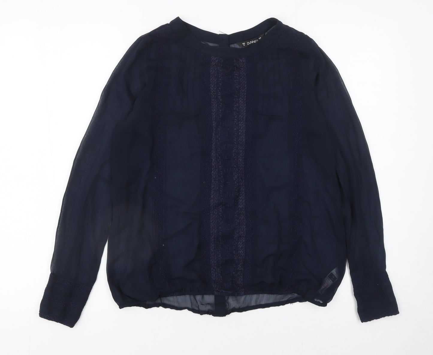Dunnes Womens Blue Long Sleeve Chiffon Blouse Size 10