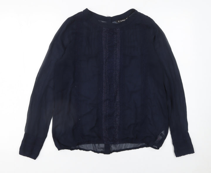 Dunnes Womens Blue Long Sleeve Chiffon Blouse Size 10