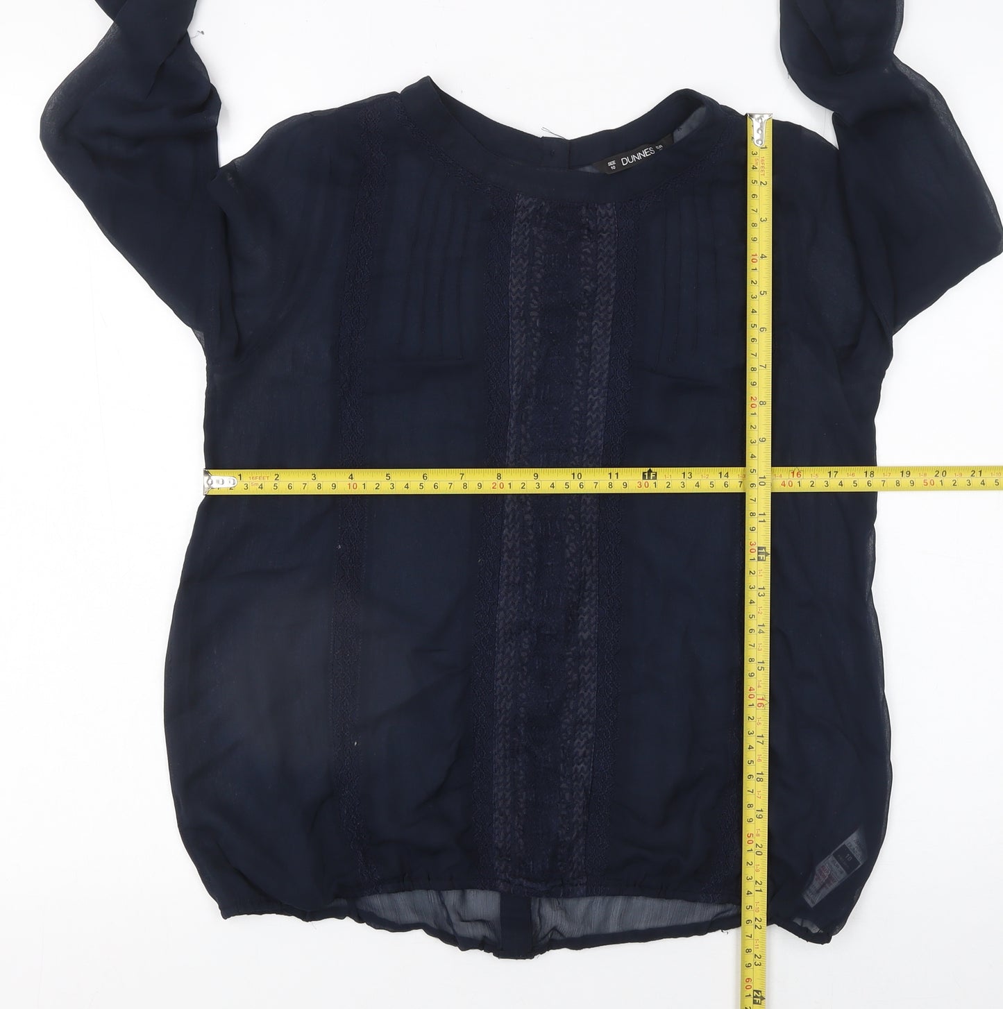 Dunnes Womens Blue Long Sleeve Chiffon Blouse Size 10