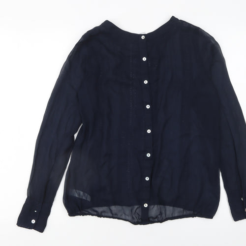 Dunnes Womens Blue Long Sleeve Chiffon Blouse Size 10