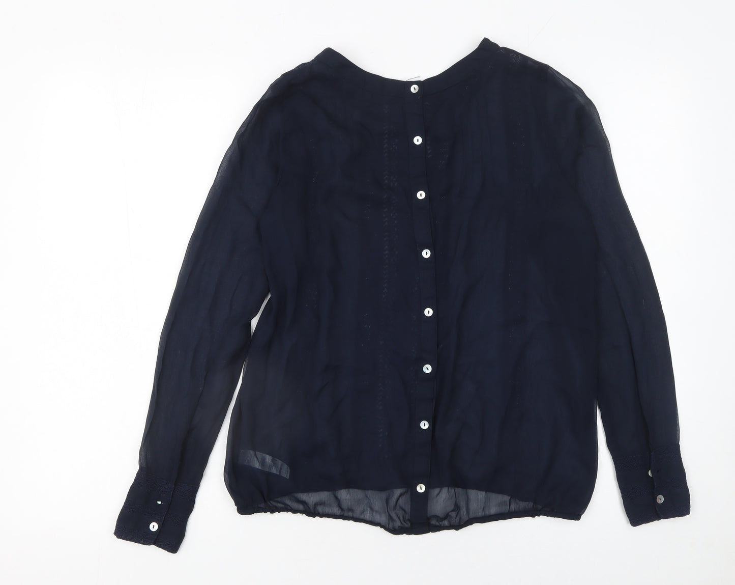 Dunnes Womens Blue Long Sleeve Chiffon Blouse Size 10