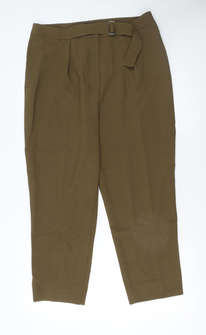 Topshop Women's Brown High Waist Paperbag Tapered Trousers Size 14