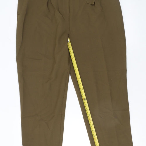 Topshop Women's Brown High Waist Paperbag Tapered Trousers Size 14