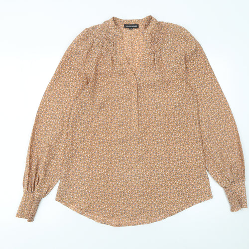 Warehouse Womens Beige Floral Long Sleeve Blouse UK 8