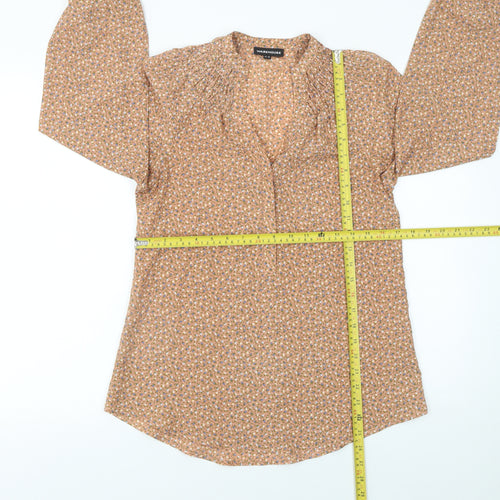 Warehouse Womens Beige Floral Long Sleeve Blouse UK 8