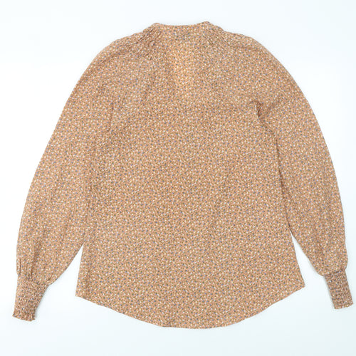Warehouse Womens Beige Floral Long Sleeve Blouse UK 8