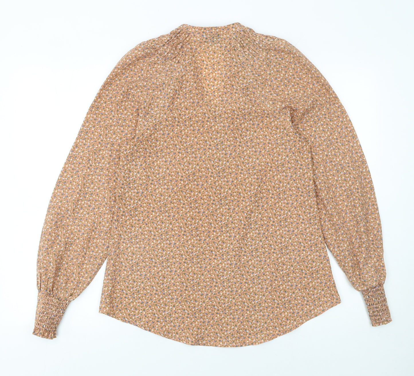 Warehouse Womens Beige Floral Long Sleeve Blouse UK 8