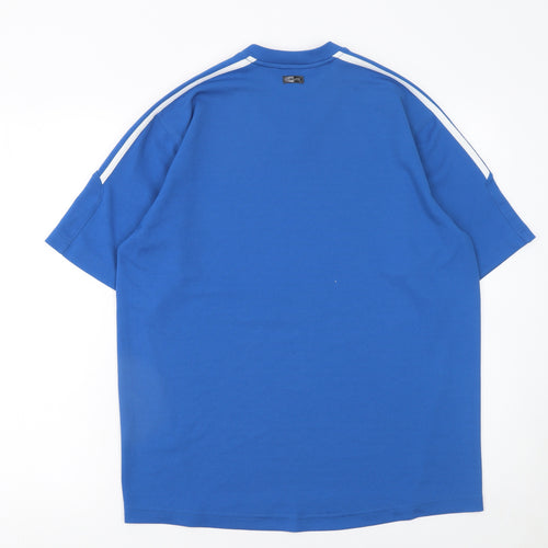 Adidas Men's Blue V-Neck Sports T-Shirt Size M Short Sleeve