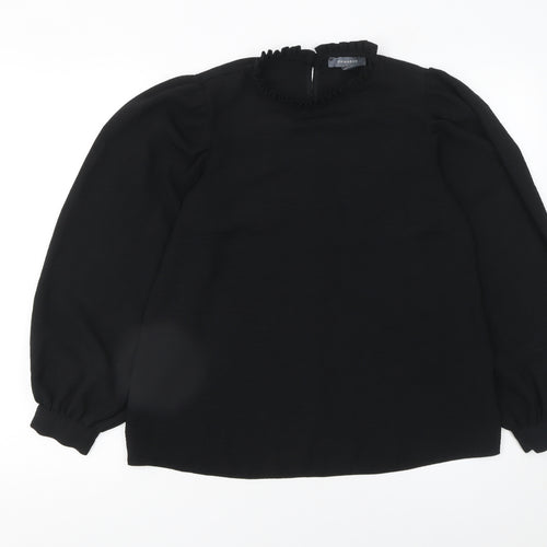 Primark Women’s Black Ruffle High Neck Long Sleeve Blouse Size 8