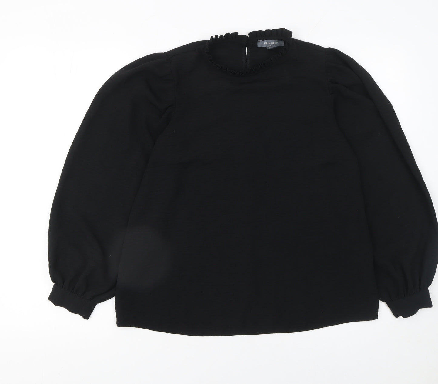 Primark Women’s Black Ruffle High Neck Long Sleeve Blouse Size 8