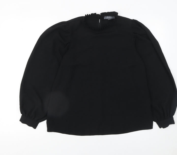 Primark Women’s Black Ruffle High Neck Long Sleeve Blouse Size 8