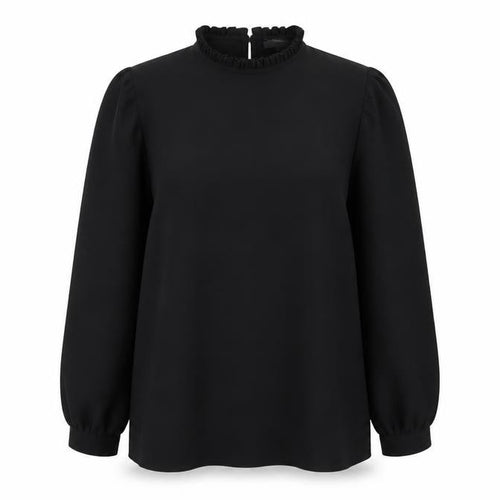 Primark Women’s Black Ruffle High Neck Long Sleeve Blouse Size 8