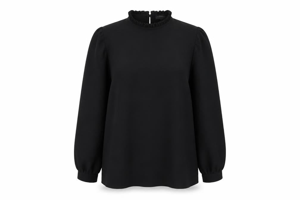 Primark Women’s Black Ruffle High Neck Long Sleeve Blouse Size 8