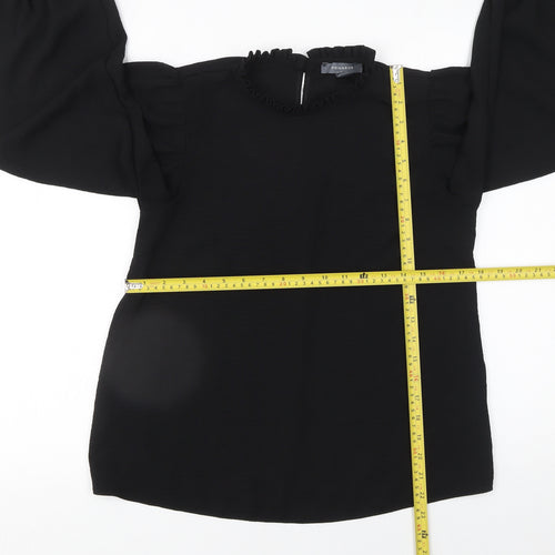 Primark Women’s Black Ruffle High Neck Long Sleeve Blouse Size 8