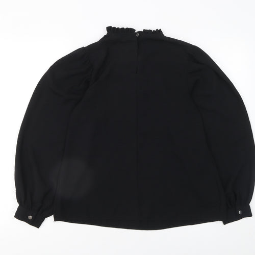Primark Women’s Black Ruffle High Neck Long Sleeve Blouse Size 8