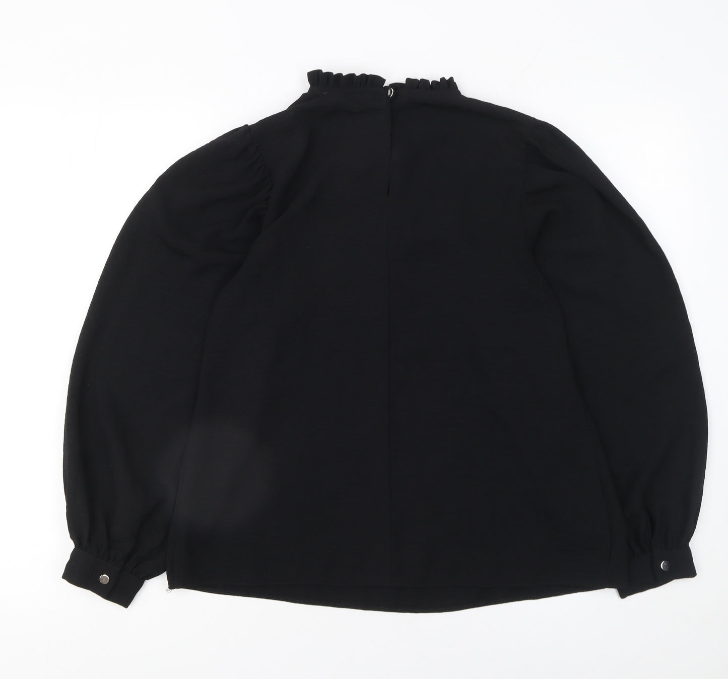 Primark Women’s Black Ruffle High Neck Long Sleeve Blouse Size 8