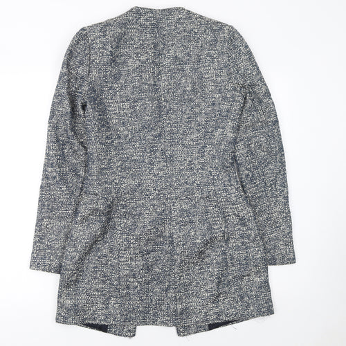 Zara Basic Women Grey Tweed Mid-Length One Button Blazer XS