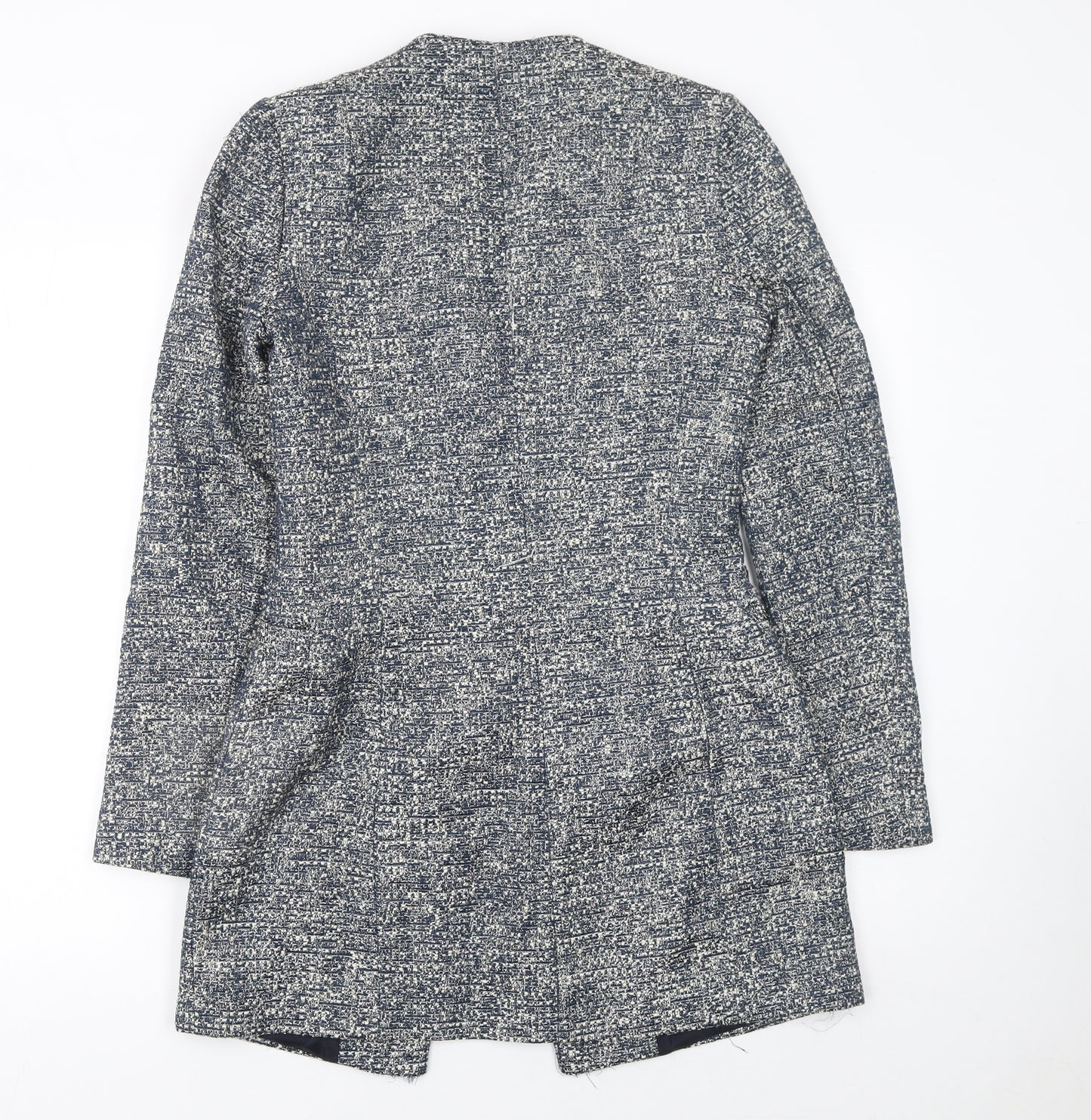Zara Basic Women Grey Tweed Mid-Length One Button Blazer XS