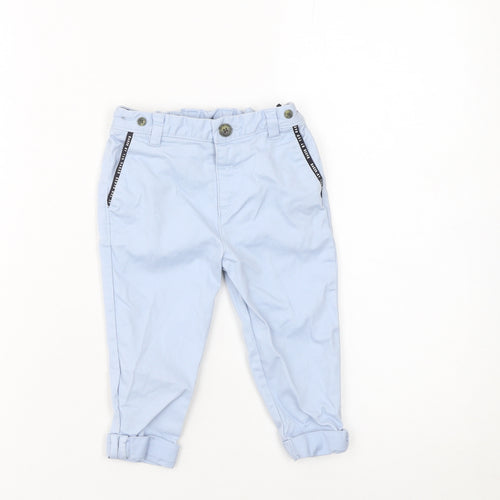 Ted Baker Boys Blue Khaki Trousers 9-12 Months Adjustable Waist Twill