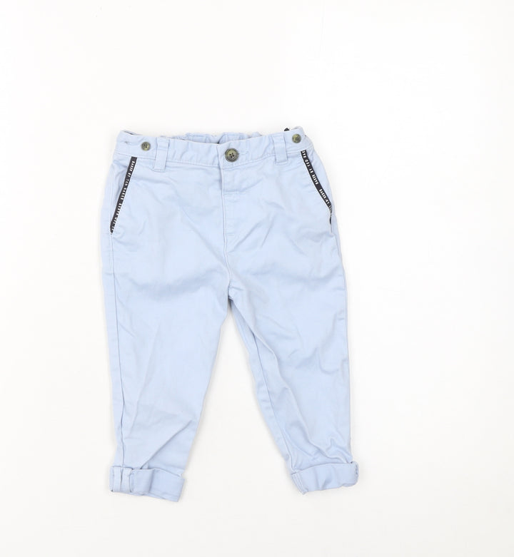 Ted Baker Boys Blue Khaki Trousers 9-12 Months Adjustable Waist Twill