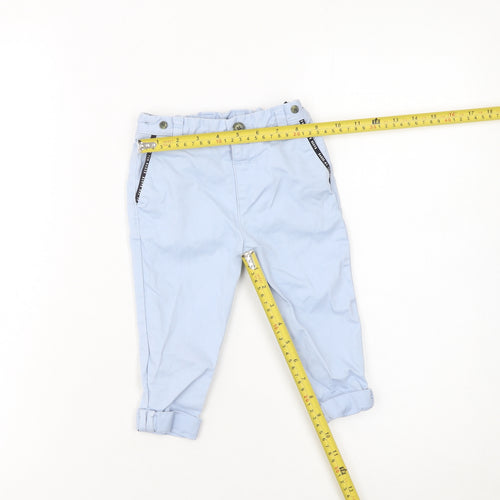 Ted Baker Boys Blue Khaki Trousers 9-12 Months Adjustable Waist Twill