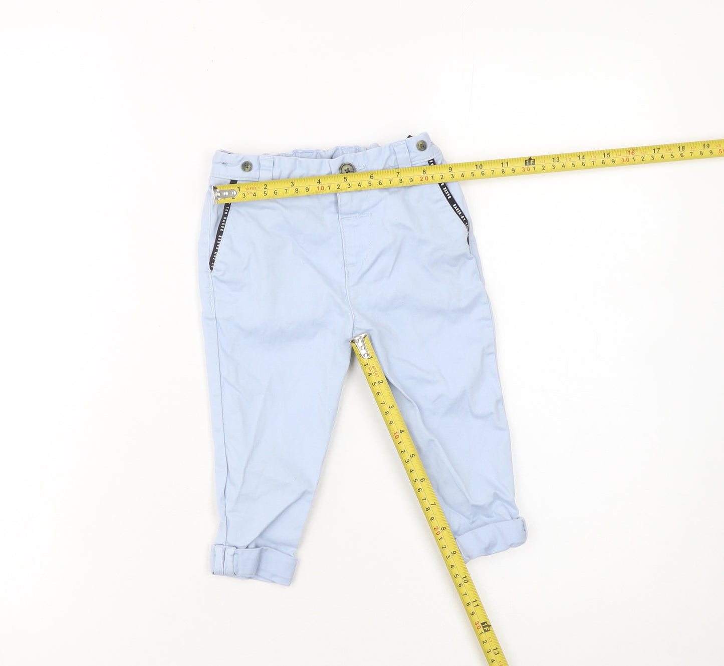 Ted Baker Boys Blue Khaki Trousers 9-12 Months Adjustable Waist Twill