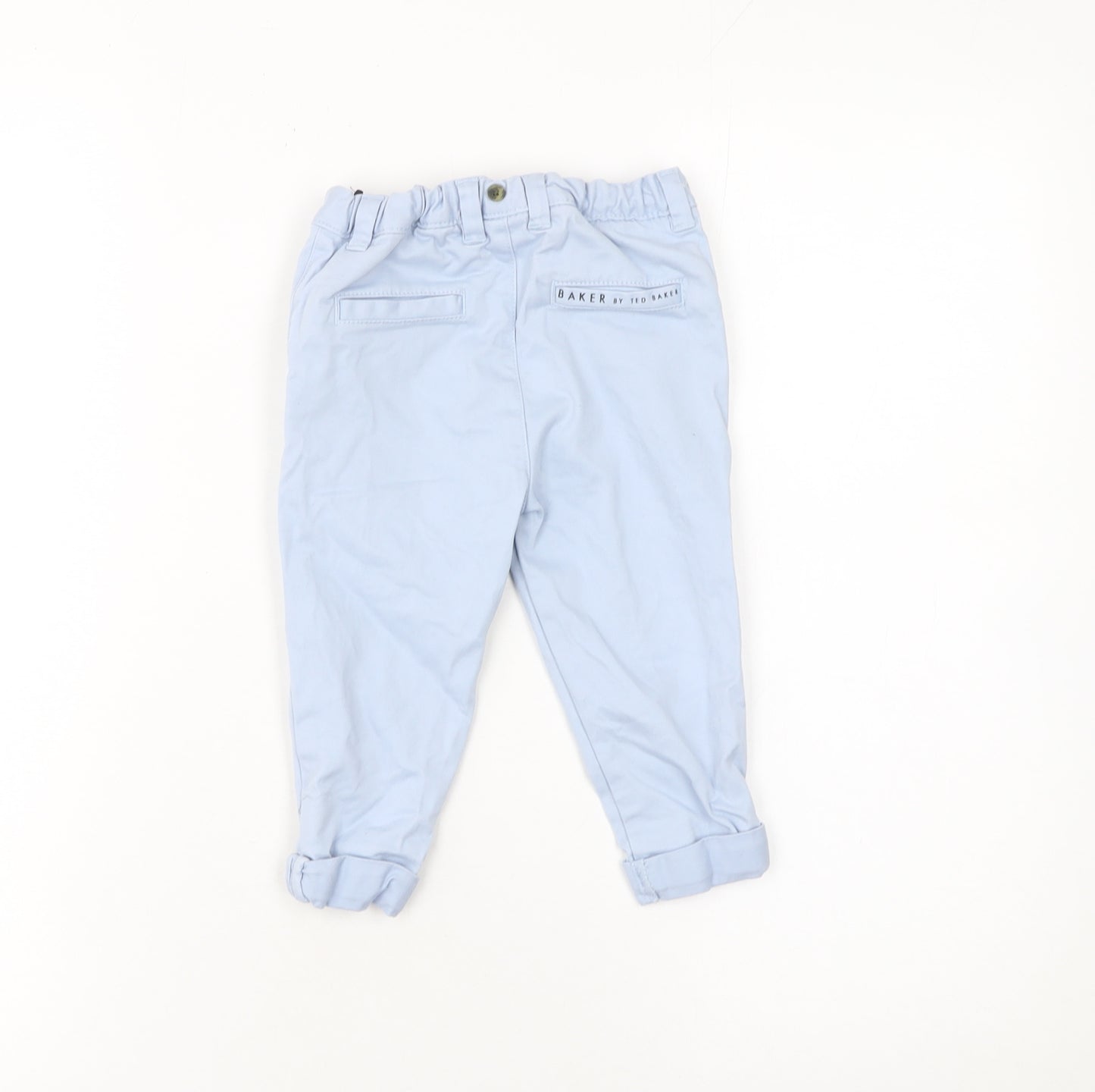Ted Baker Boys Blue Khaki Trousers 9-12 Months Adjustable Waist Twill