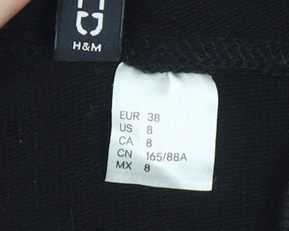 H&M Women Black Hooded Bodycon Dress Size 10 Sleeveless Cotton Blend