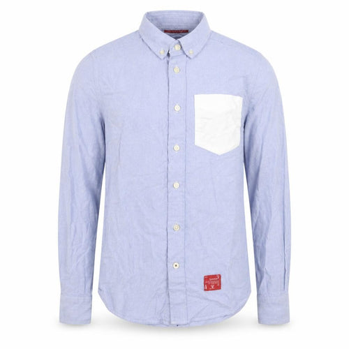 Superdry Mens Blue Button-Down Cotton Casual Long Sleeve Shirt Size S