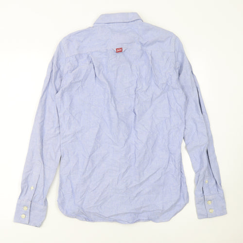 Superdry Mens Blue Button-Down Cotton Casual Long Sleeve Shirt Size S