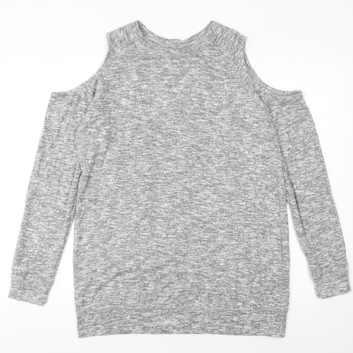 Matalan Womens Grey Cold Shoulder Knit Jumper Size 14