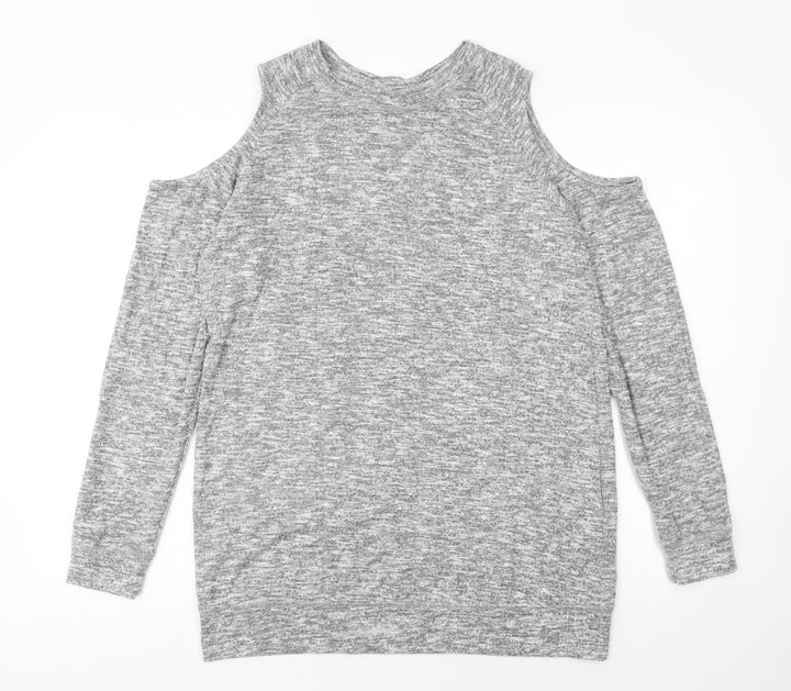 Matalan Womens Grey Cold Shoulder Knit Jumper Size 14