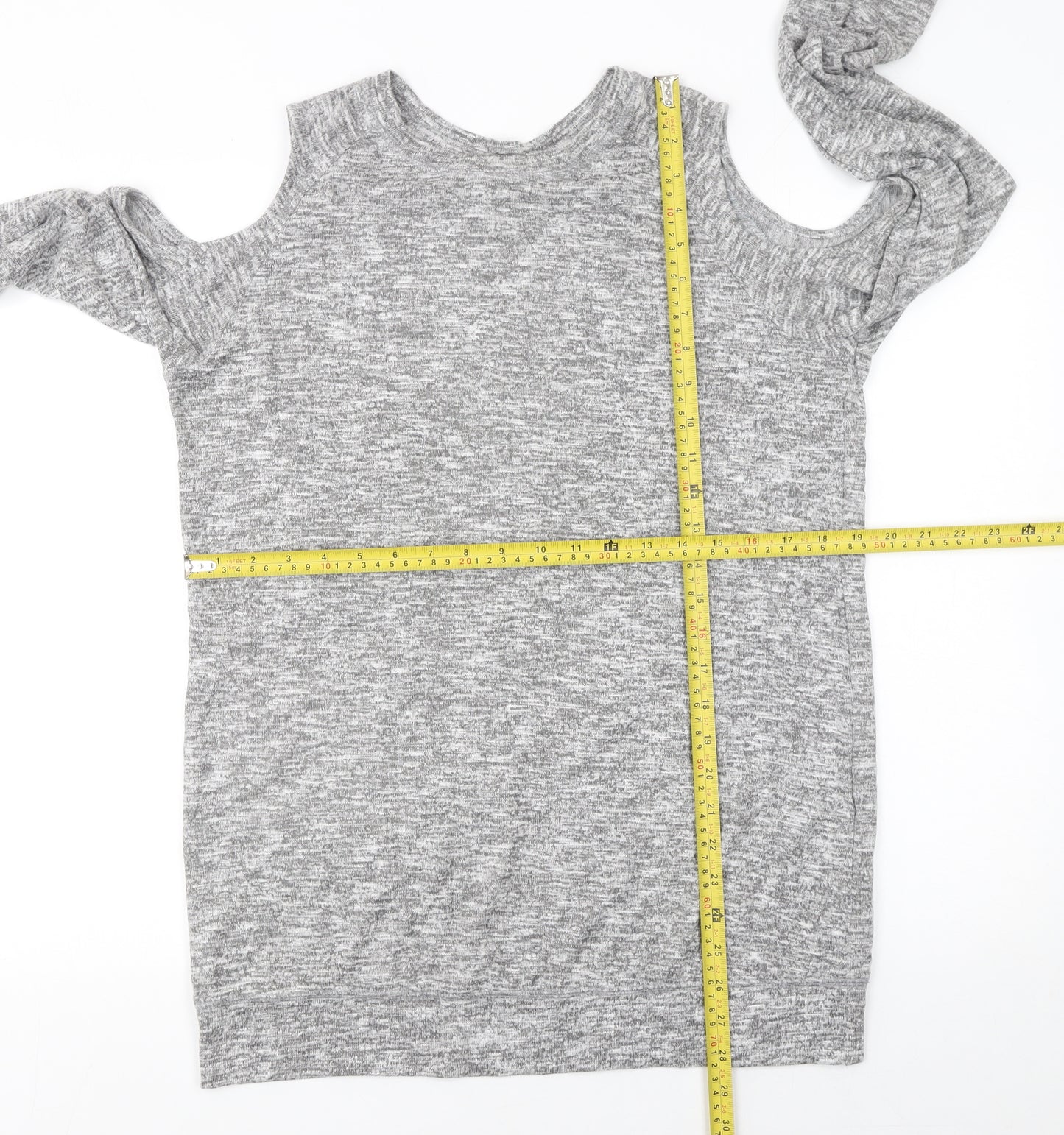 Matalan Womens Grey Cold Shoulder Knit Jumper Size 14