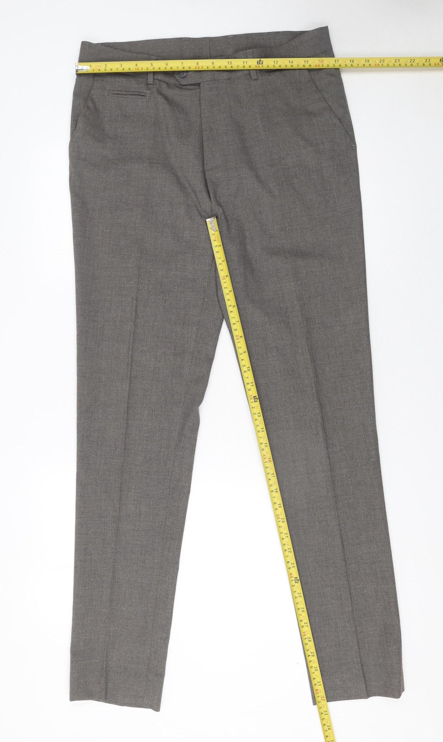 ASOS Men’s Grey Slim Fit Dress Pants 32W 34L Polyester Blend