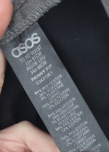 ASOS Men’s Grey Slim Fit Dress Pants 32W 34L Polyester Blend