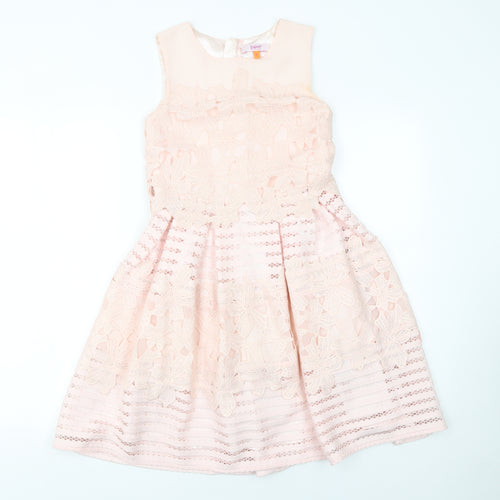 Ted Baker Girls Pink Lace Fit & Flare Party Dress Age 11 Years