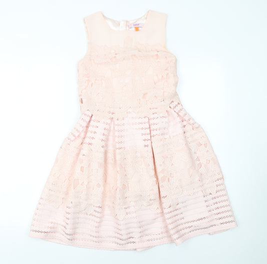 Ted Baker Girls Pink Lace Fit & Flare Party Dress Age 11 Years