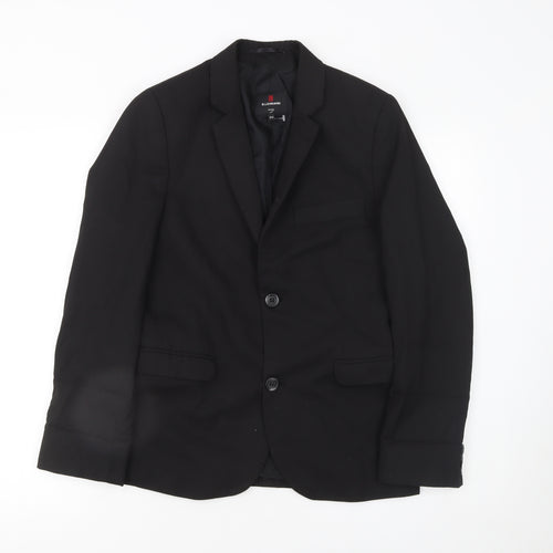 G.LEHMANN Boys Black Regular Fit Two-Button Blazer Jacket 170 Formal