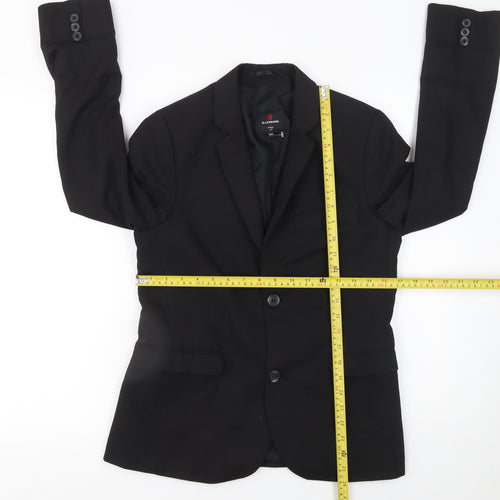 G.LEHMANN Boys Black Regular Fit Two-Button Blazer Jacket 170 Formal