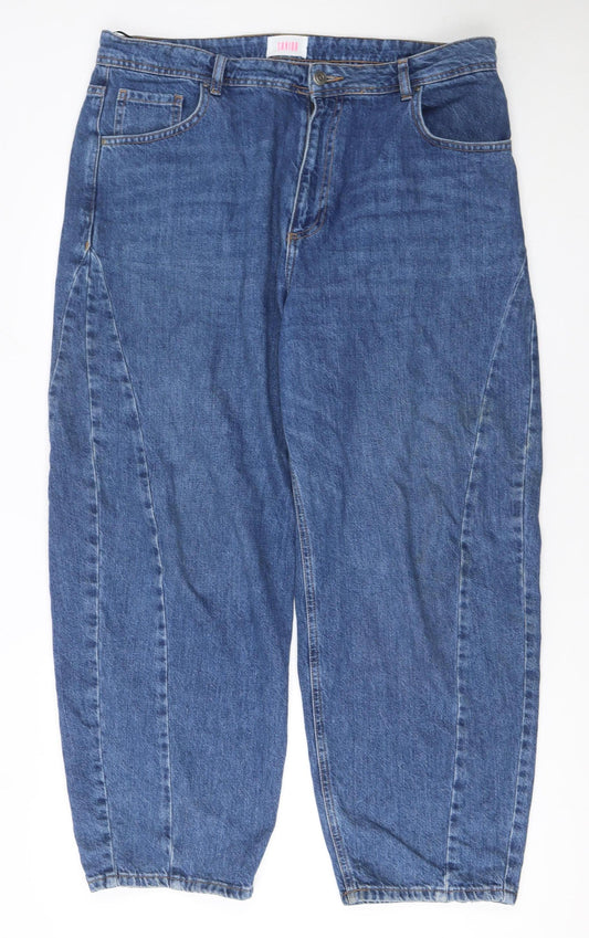 Savida Women Blue High Rise Mom Jeans Size 16 Relaxed Fit Denim