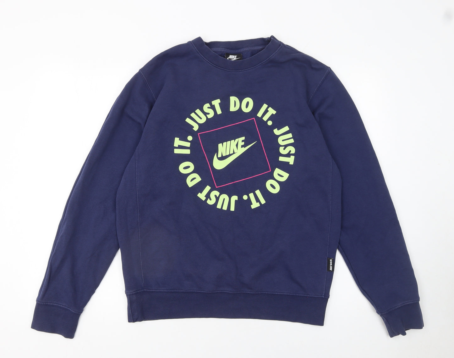 Nike Women's Blue Crew Neck Sweatshirt Small Graphic Print