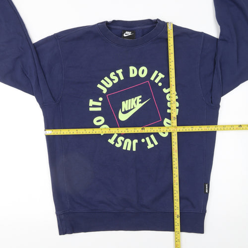 Nike Women's Blue Crew Neck Sweatshirt Small Graphic Print